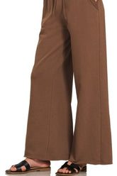 Fleece Exposed Seam Wide Leg Sweatpants ZENANA